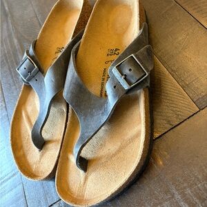 Birkenstock Gray and Tan Men's Sandals